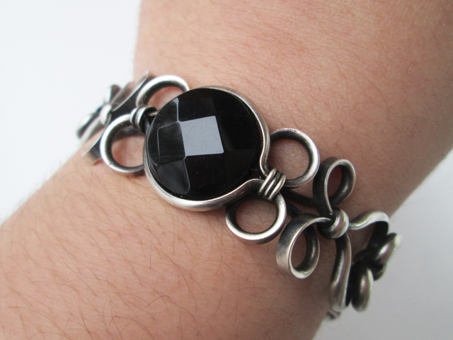 Faceted Onyx Silver Filled Bracelet