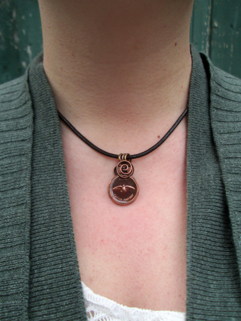 1967 Dove Penny Leather Necklace