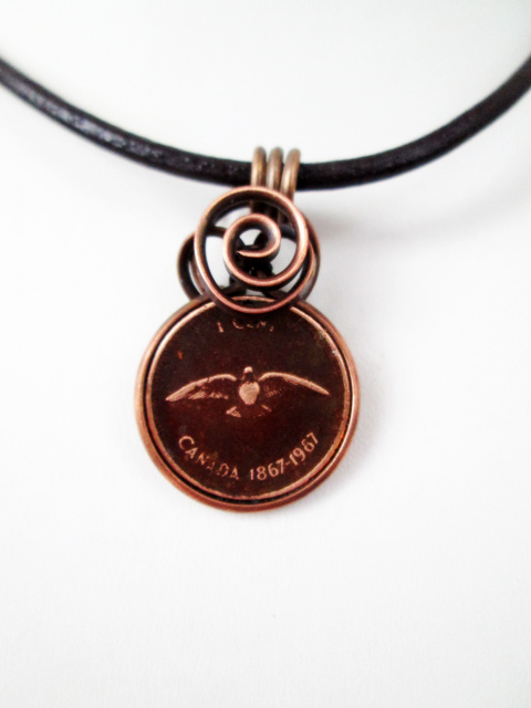 1967 Dove Penny Leather Necklace