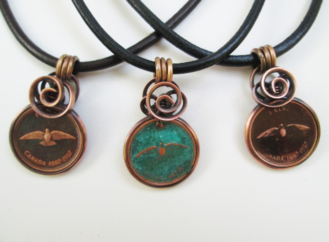 1967 Dove Penny Leather Necklace