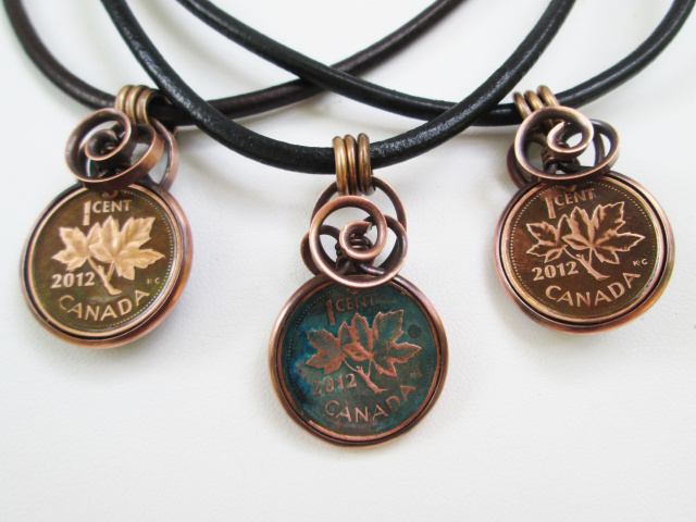 Canadian Penny Necklace on Leather