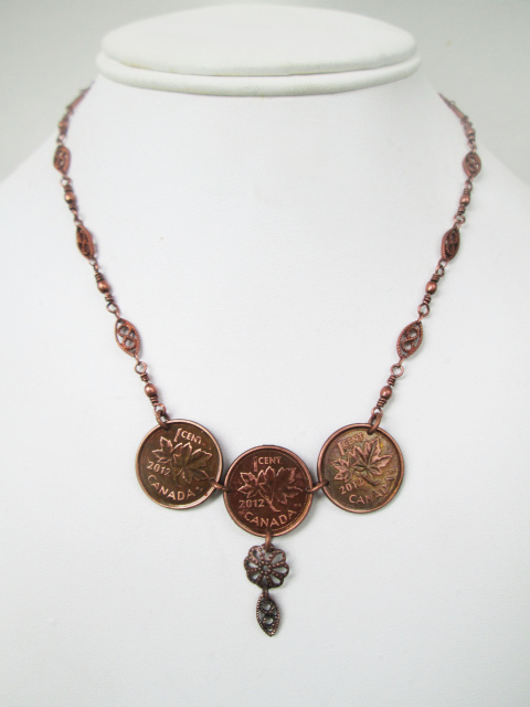 Three Penny Necklace With Drop Detail