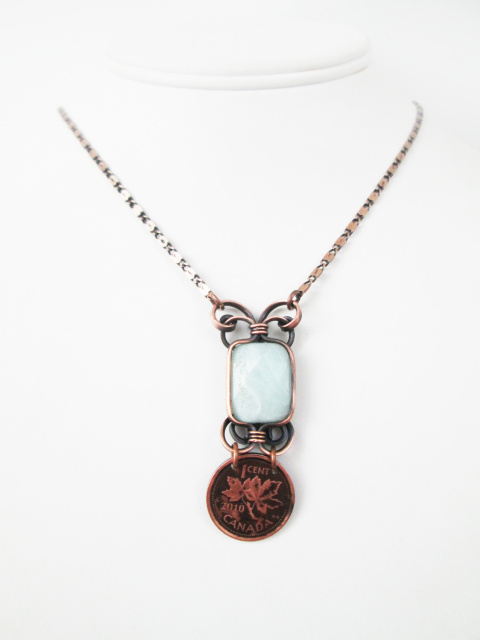 Customizable Stone Pendant with Canadian Penny