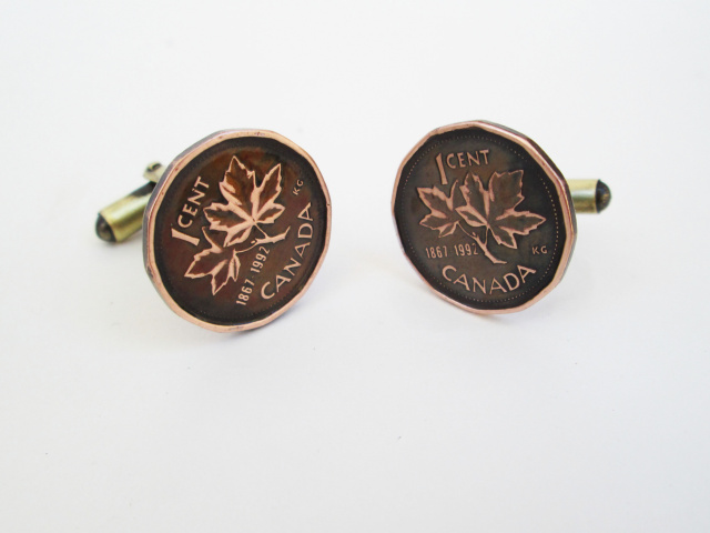 Canadian Maple Leaf Penny Cuff Links