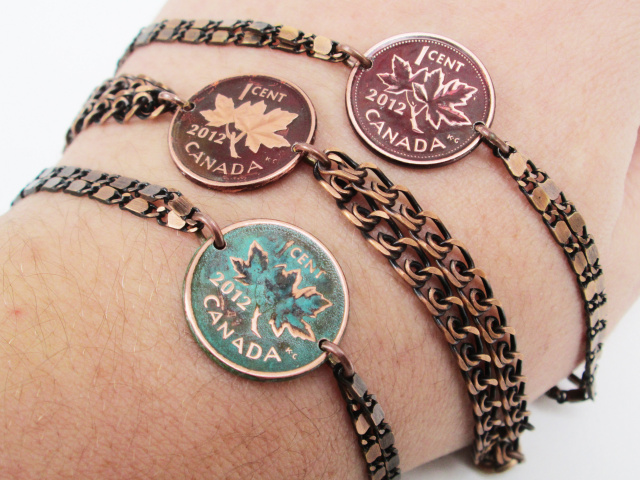 Customizable Canadian Penny Chain Bracelet