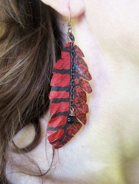 Fabric Feather Earrings