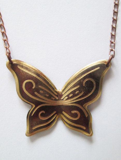 Brass Butterfly Necklace