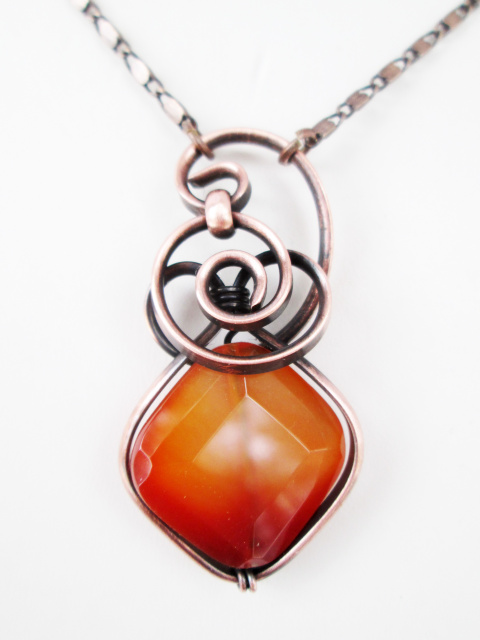 Carnelian Copper Double Swirl Necklace