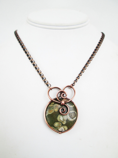 Forest Jasper Copper Heart Necklace