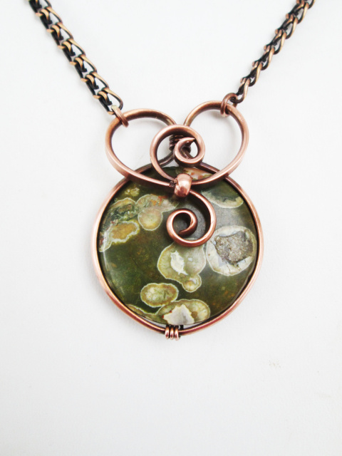 Forest Jasper Copper Heart Necklace