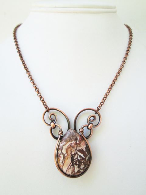 Lace Agate Copper Drop Necklace