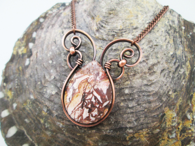 Lace Agate Copper Drop Necklace