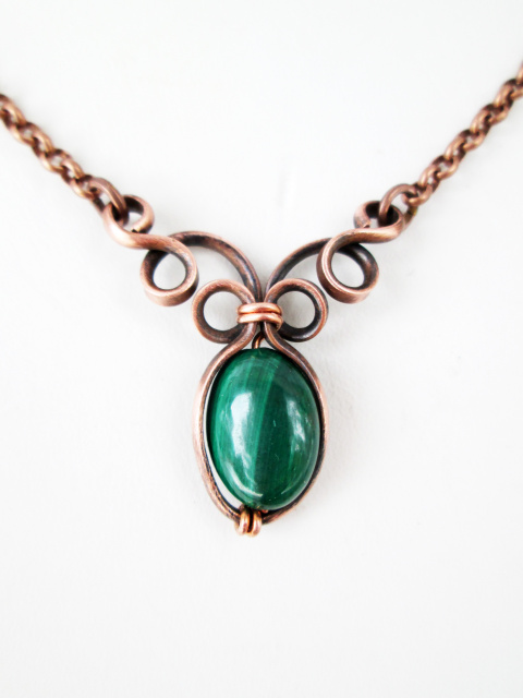 Malachite Copper Swirl Necklace