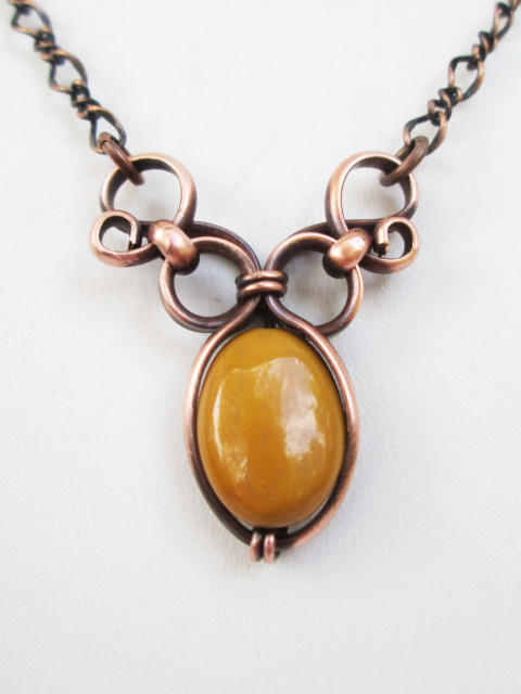 Gemstone Antler Pendant, Copper Necklace