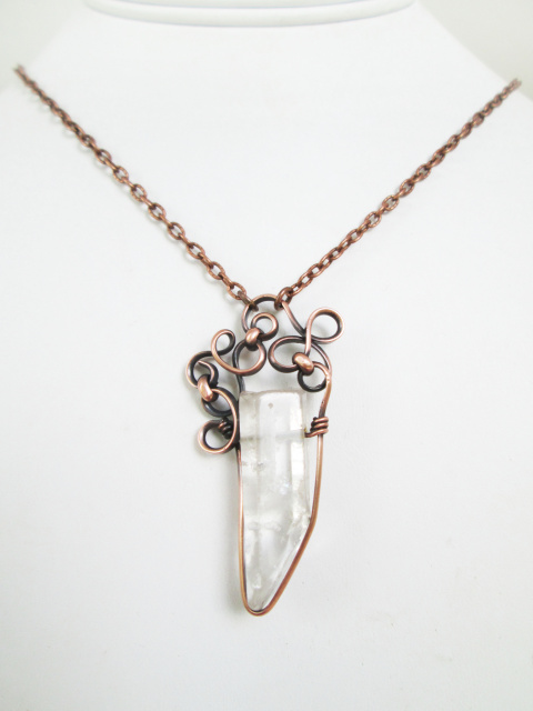 Crystal Quartz Necklace in Copper