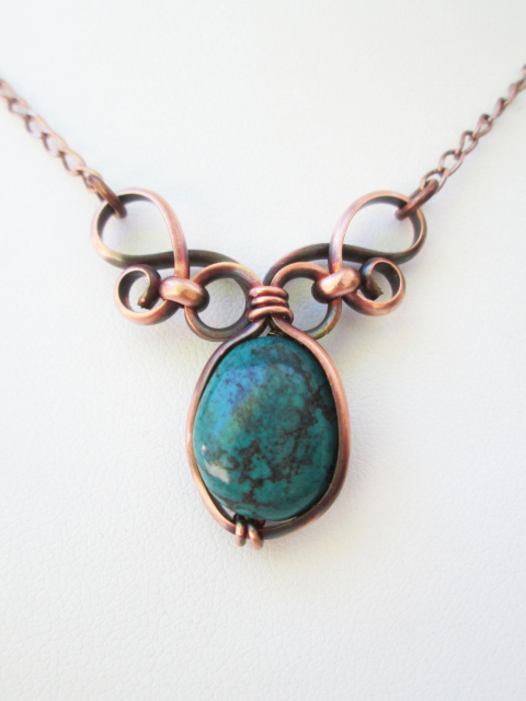 Small Copper Genuine Turquoise Necklace