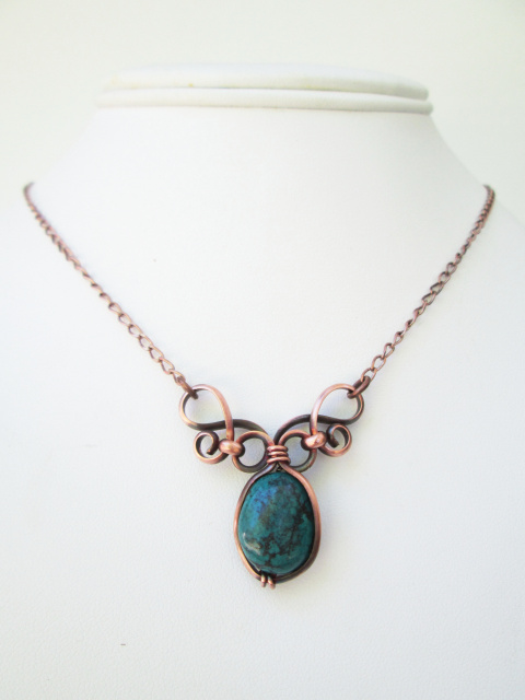 Small Copper Genuine Turquoise Necklace
