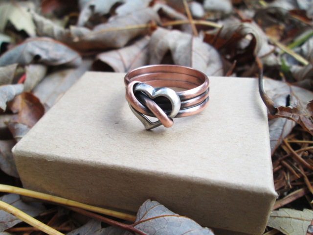 Copper Silver Heart Ring
