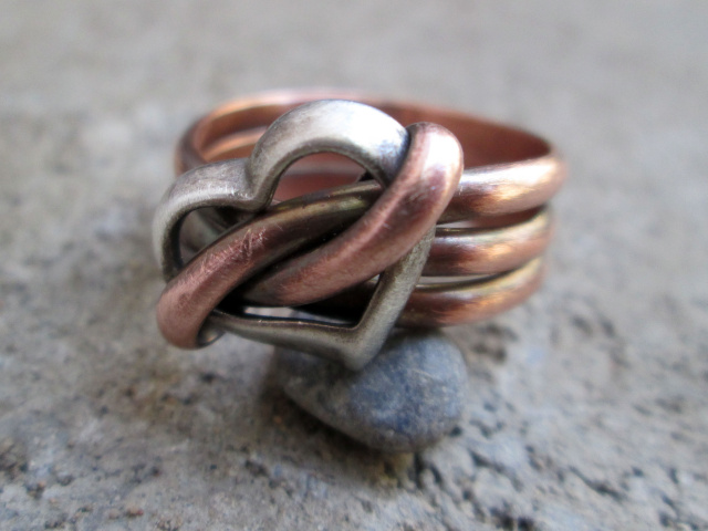 Copper Silver Heart Ring