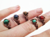 Wire Wrapped Copper Stone Rings, Tarnish Resistant